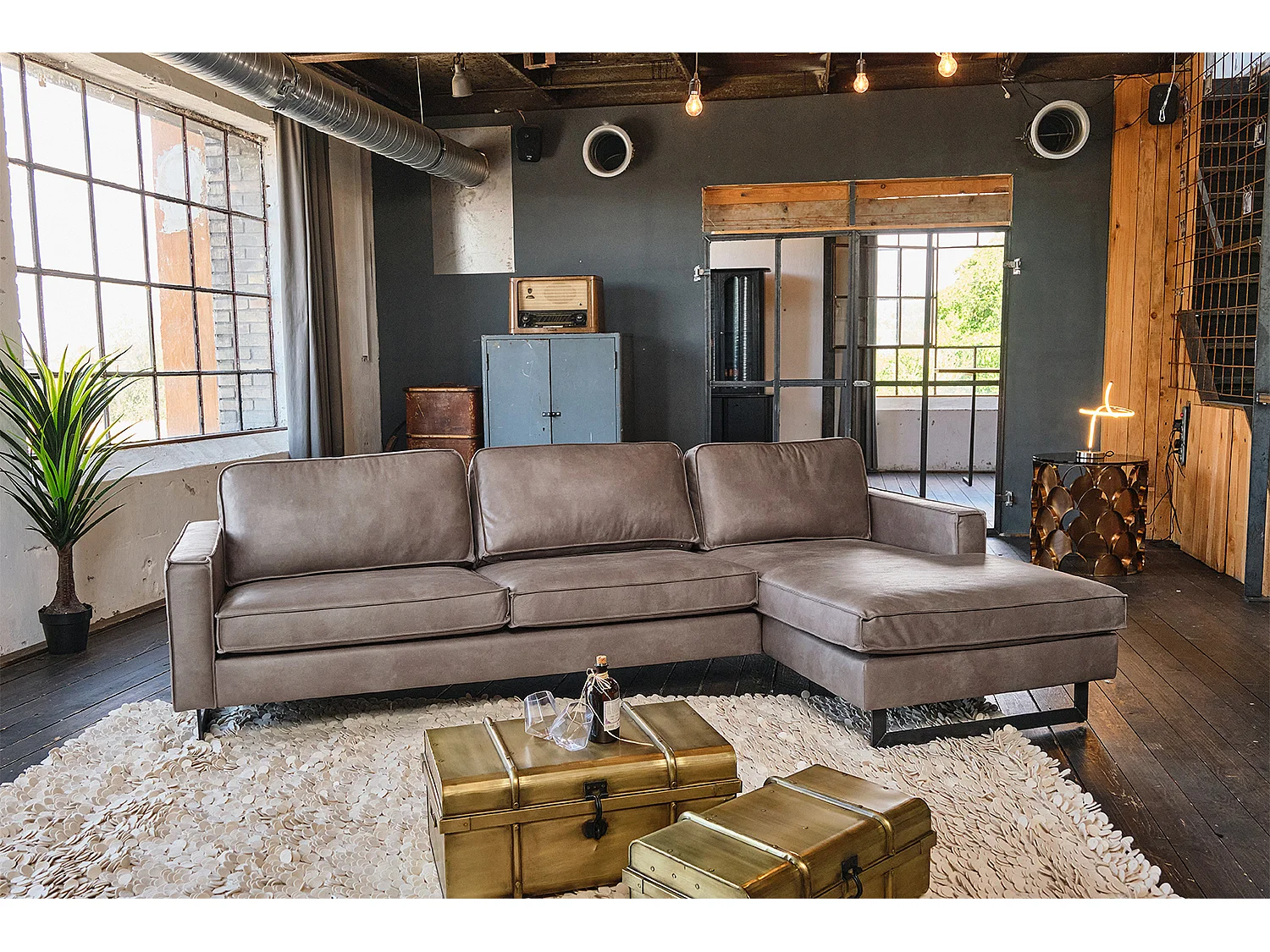 Hoekbank - Antraciet Imitatieleer - VILNIUS