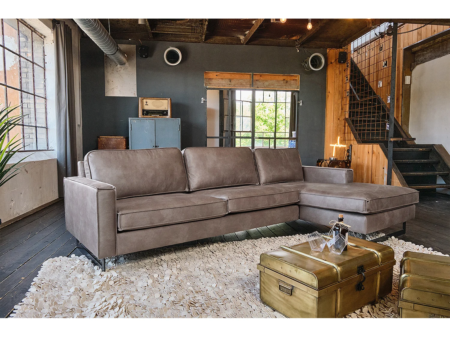 Hoekbank - Antraciet Imitatieleer - VILNIUS