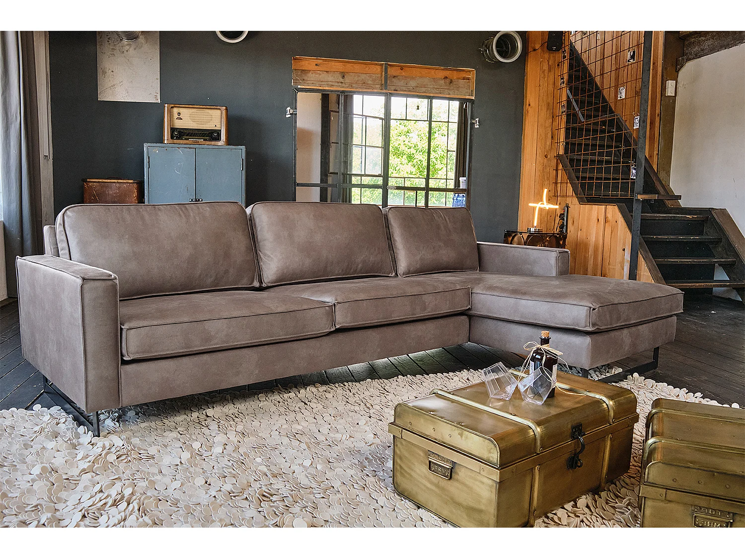 Sofá - antracita cuero sintético - VILNIUS