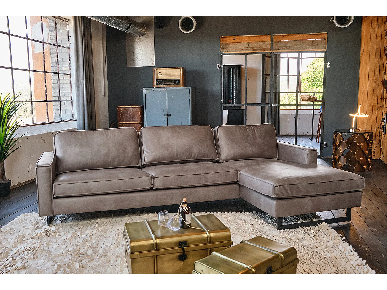 Sofá - antracita cuero sintético - VILNIUS