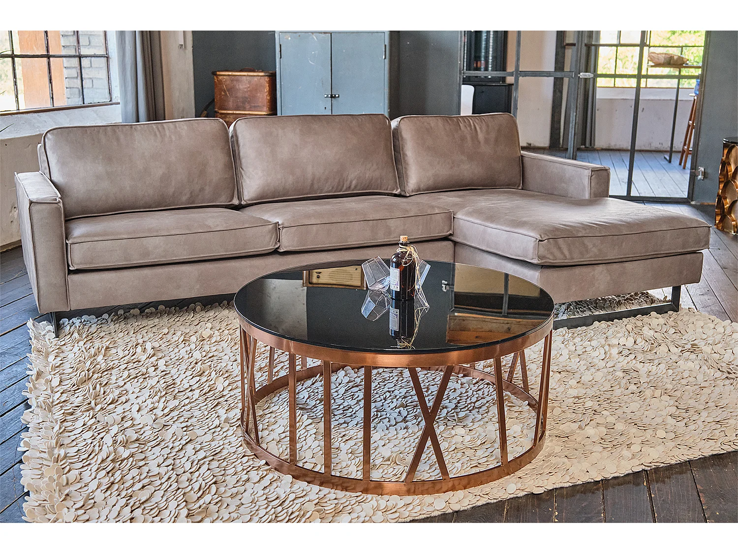 Sofá - antracita cuero sintético - VILNIUS