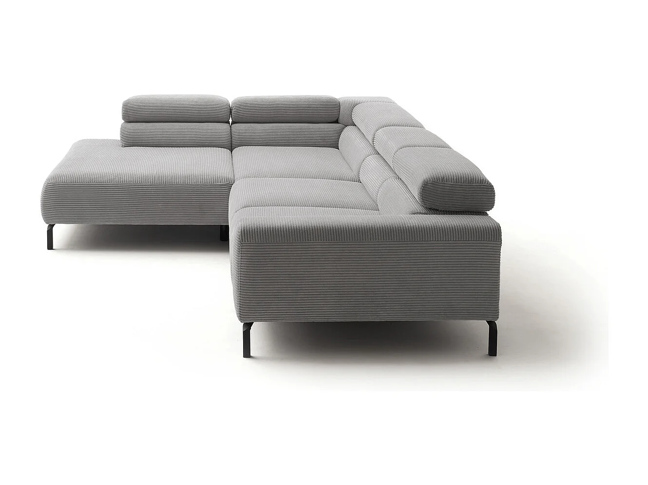 Ecksofa - Steingrau Cord - DELIA