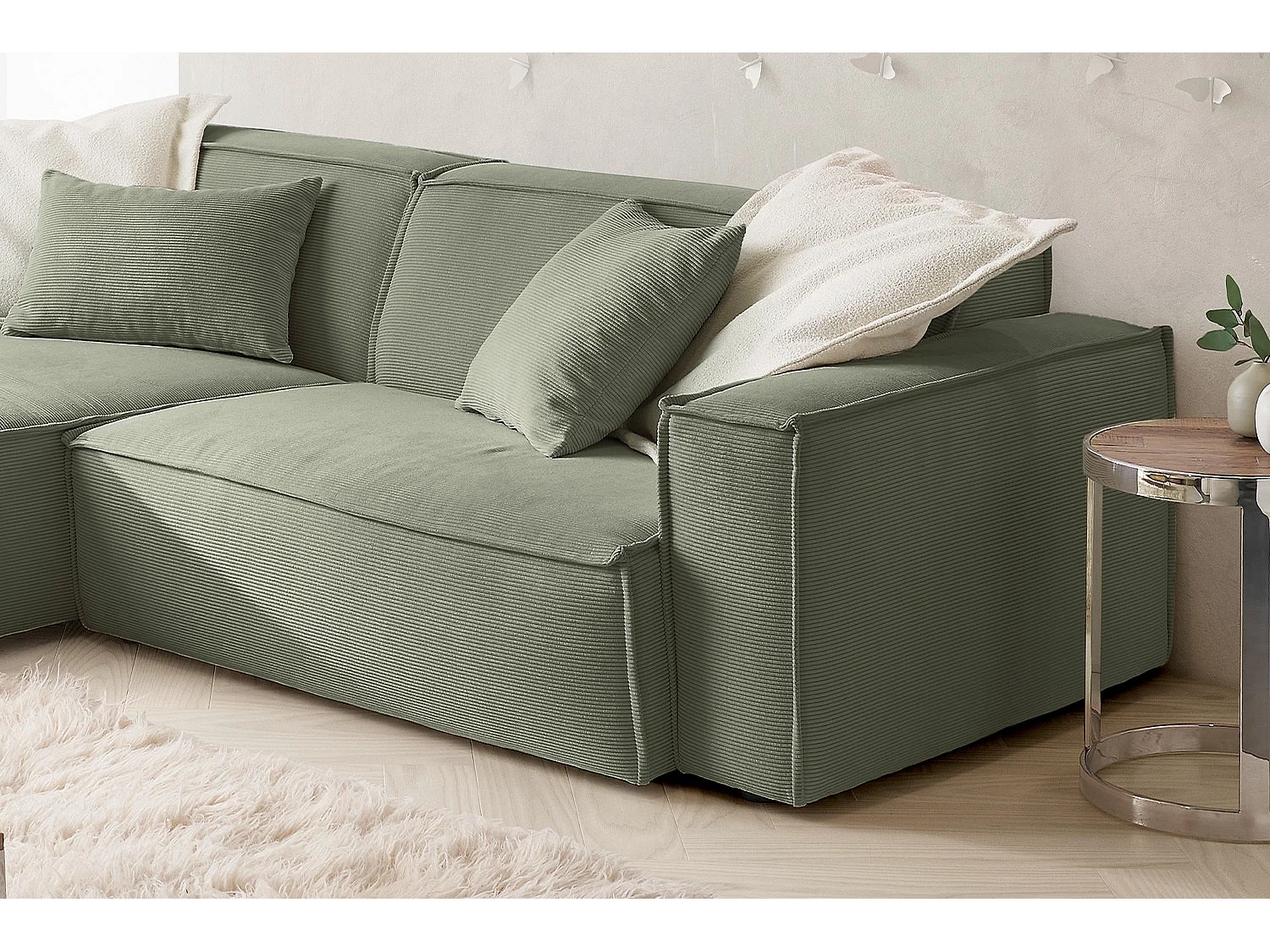 Ecksofa - Hellgrün Cord - SAMU