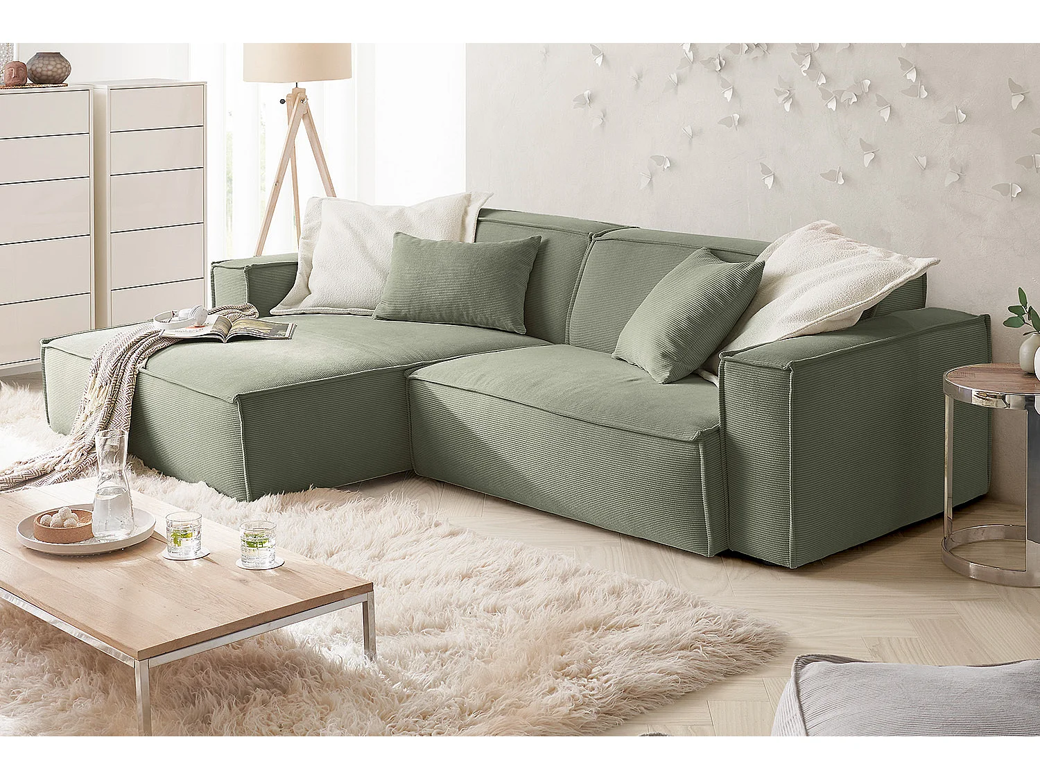 Canapé - vert clair Velours côtelé - SAMU