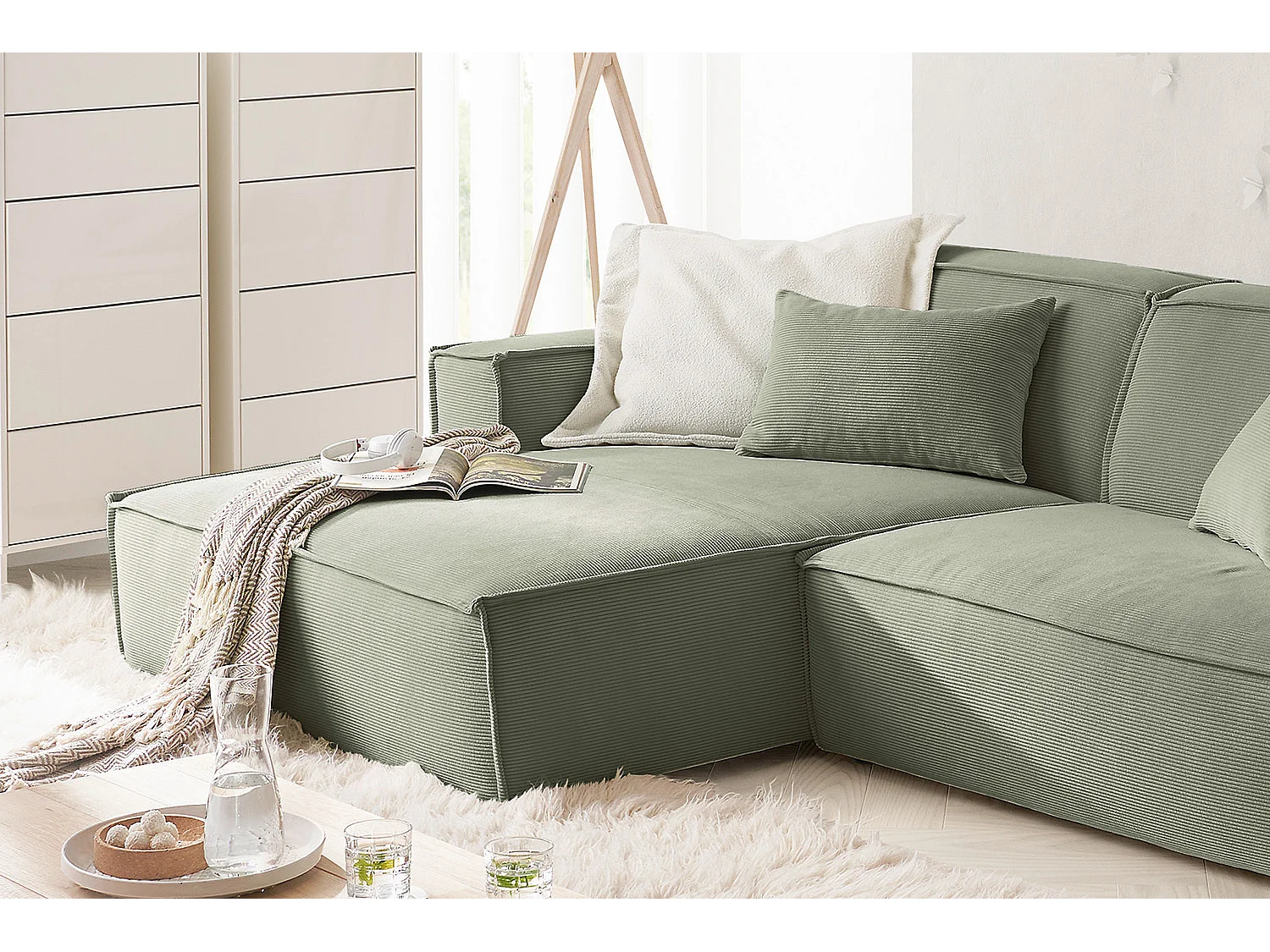 Canapé - vert clair Velours côtelé - SAMU