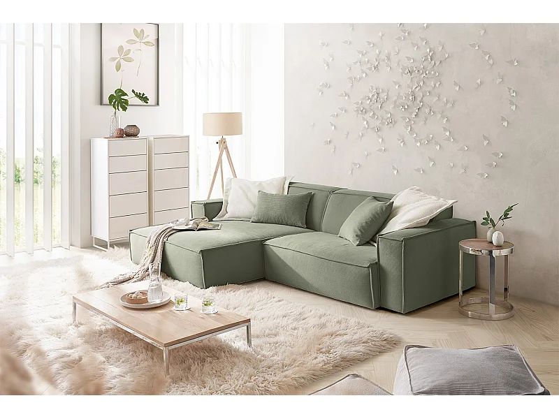 Ecksofa - Hellgrün Cord - SAMU