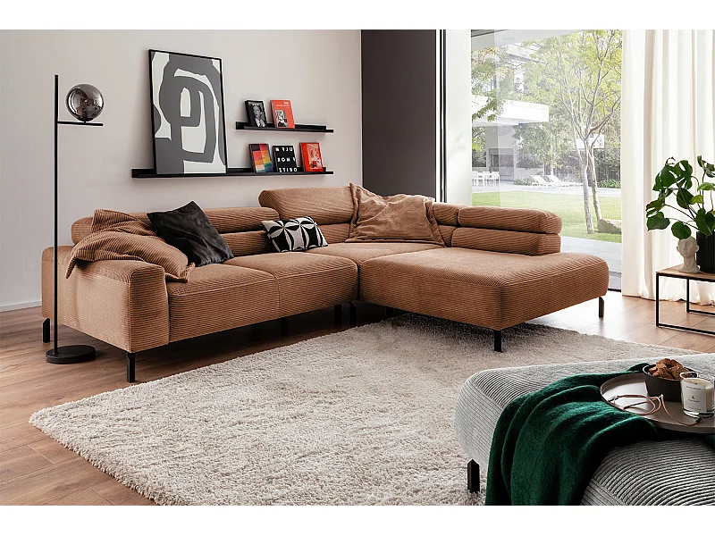 Ecksofa - Braun Cord - DELIA