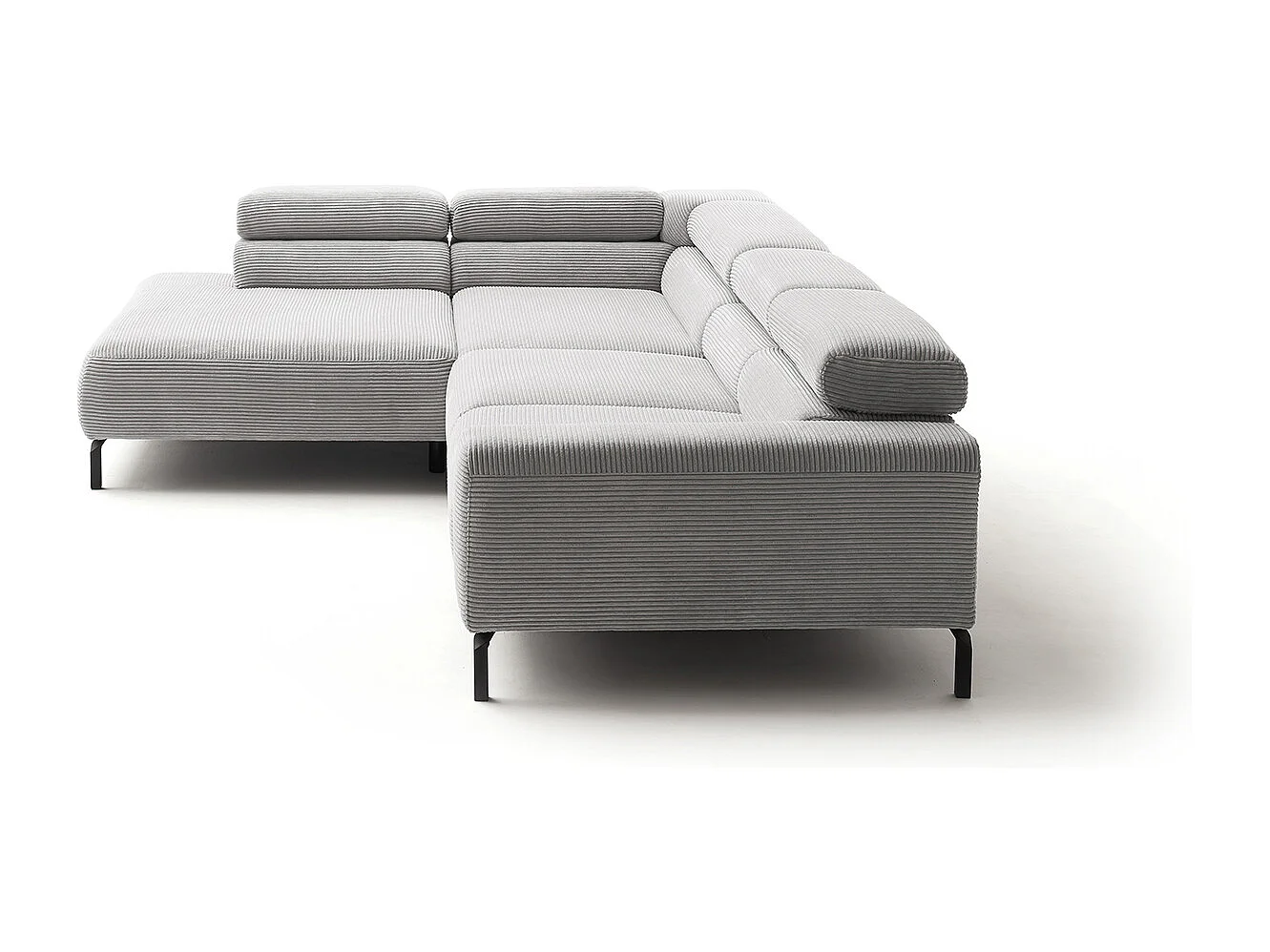 Ecksofa - Hellgrau Cord - DELIA