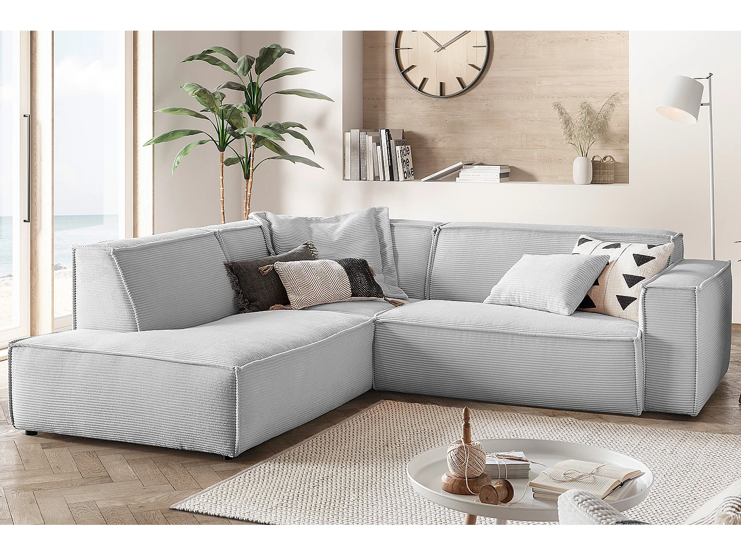 Canapé - gris clair Velours côtelé - SAMU