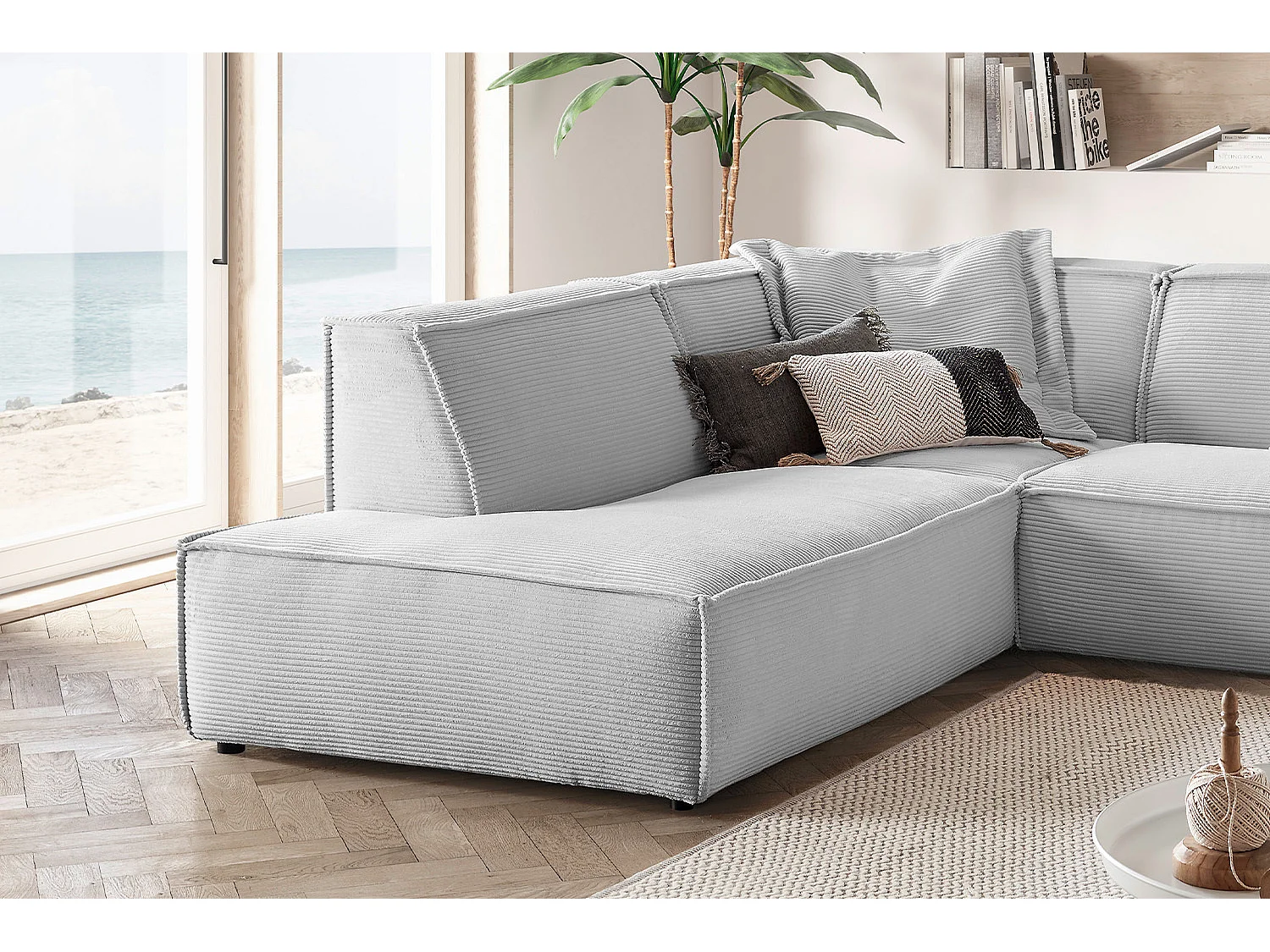 Canapé - gris clair Velours côtelé - SAMU