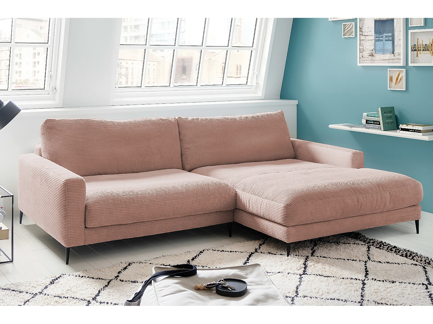 Hoekbank - Roze Koord - CARA