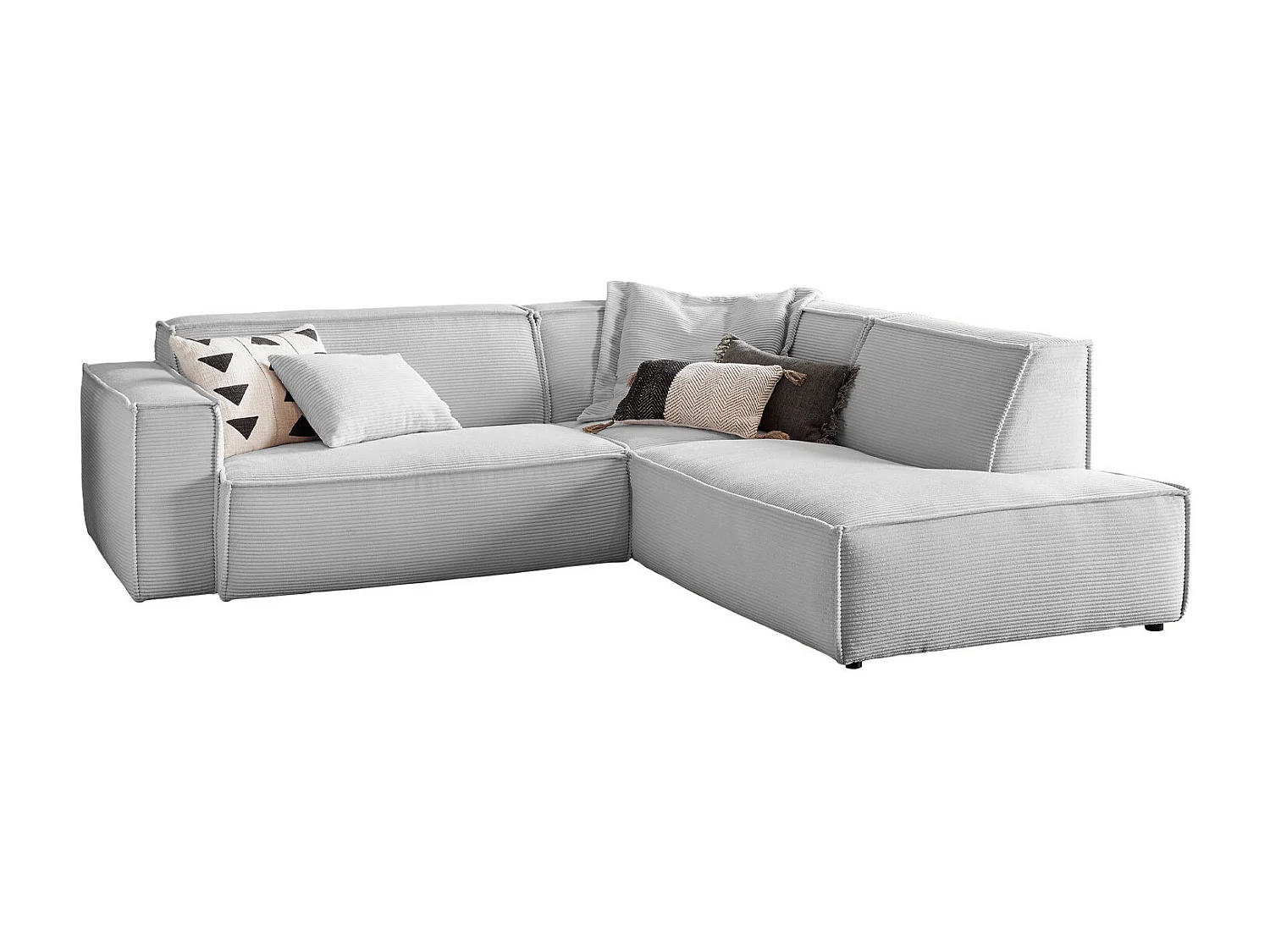 Ecksofa - Hellgrau Cord - SAMU