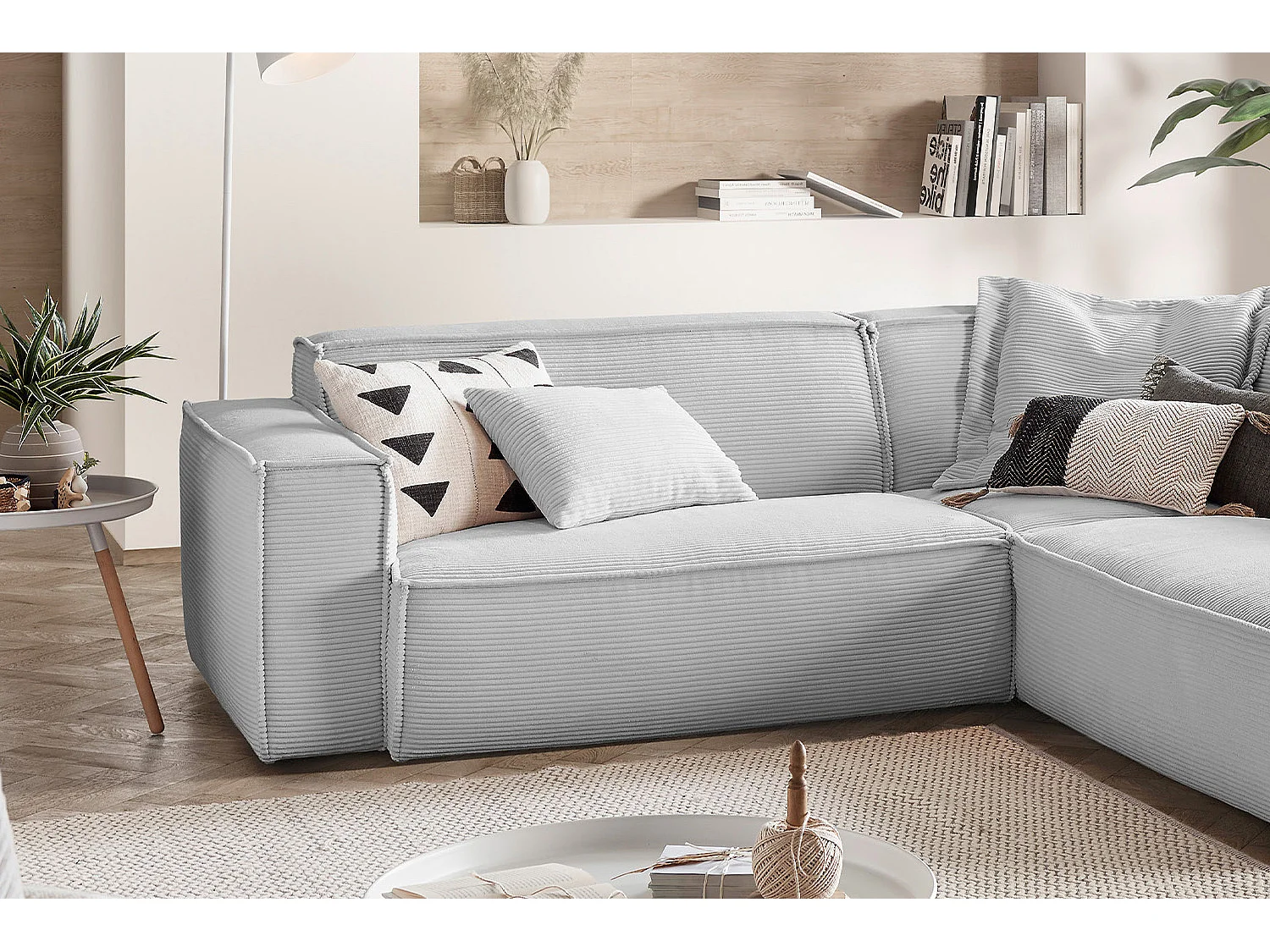 Ecksofa - Hellgrau Cord - SAMU