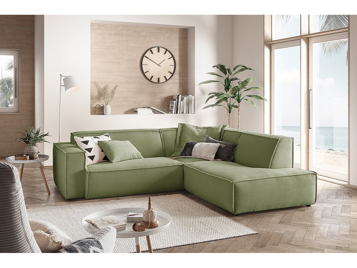 Ecksofa - Grün Cord - SAMU