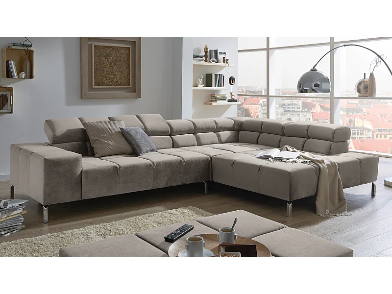 Ecksofa - Silber Velvet - NELSON