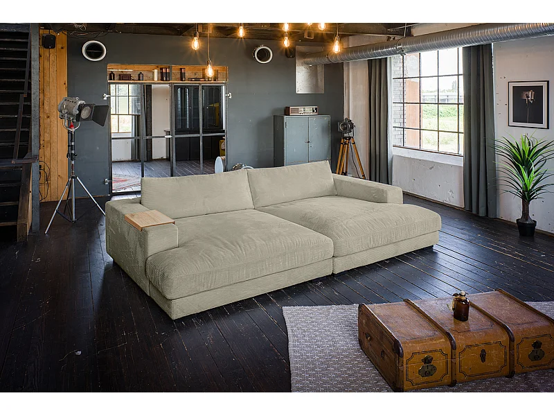 Canapé - gris pierre Velours côtelé - MADELINE