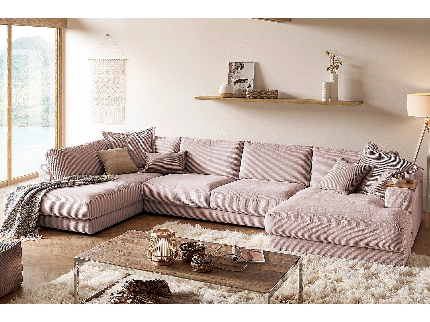 Canapé - Rose Velours côtelé - MADELINE