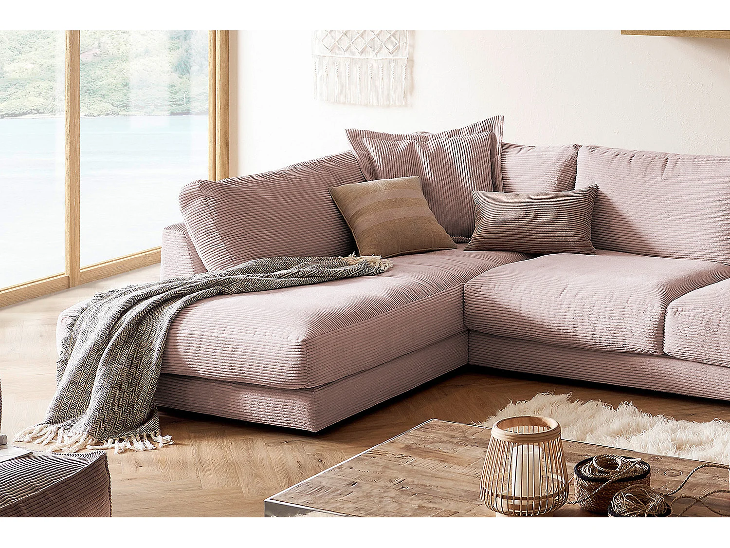 Canapé - Rose Velours côtelé - MADELINE