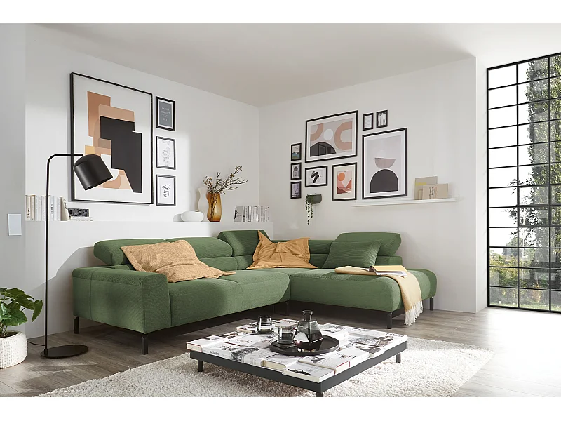 Ecksofa - Grün Cord - DELIA