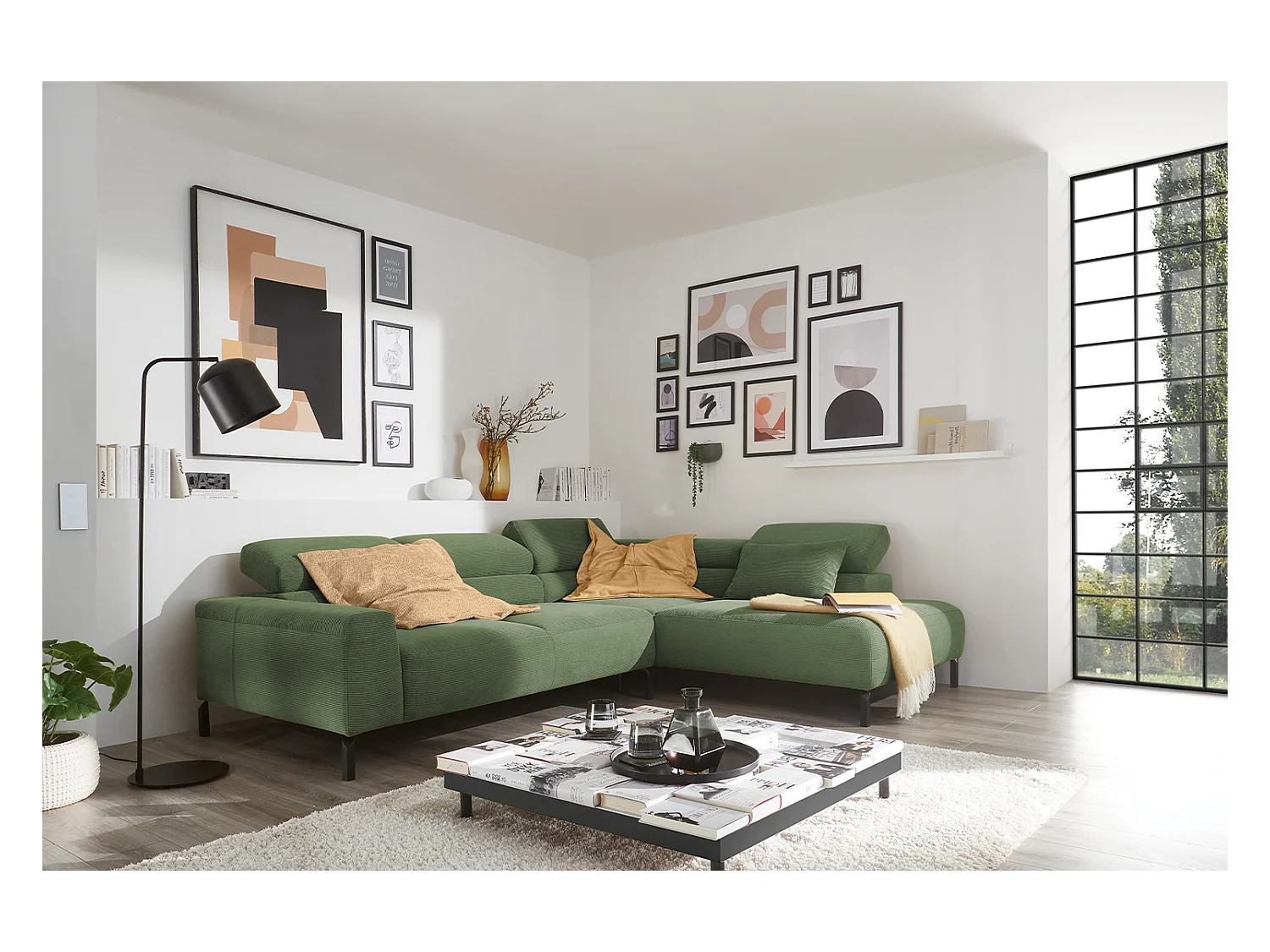 Ecksofa - Grün Cord - DELIA