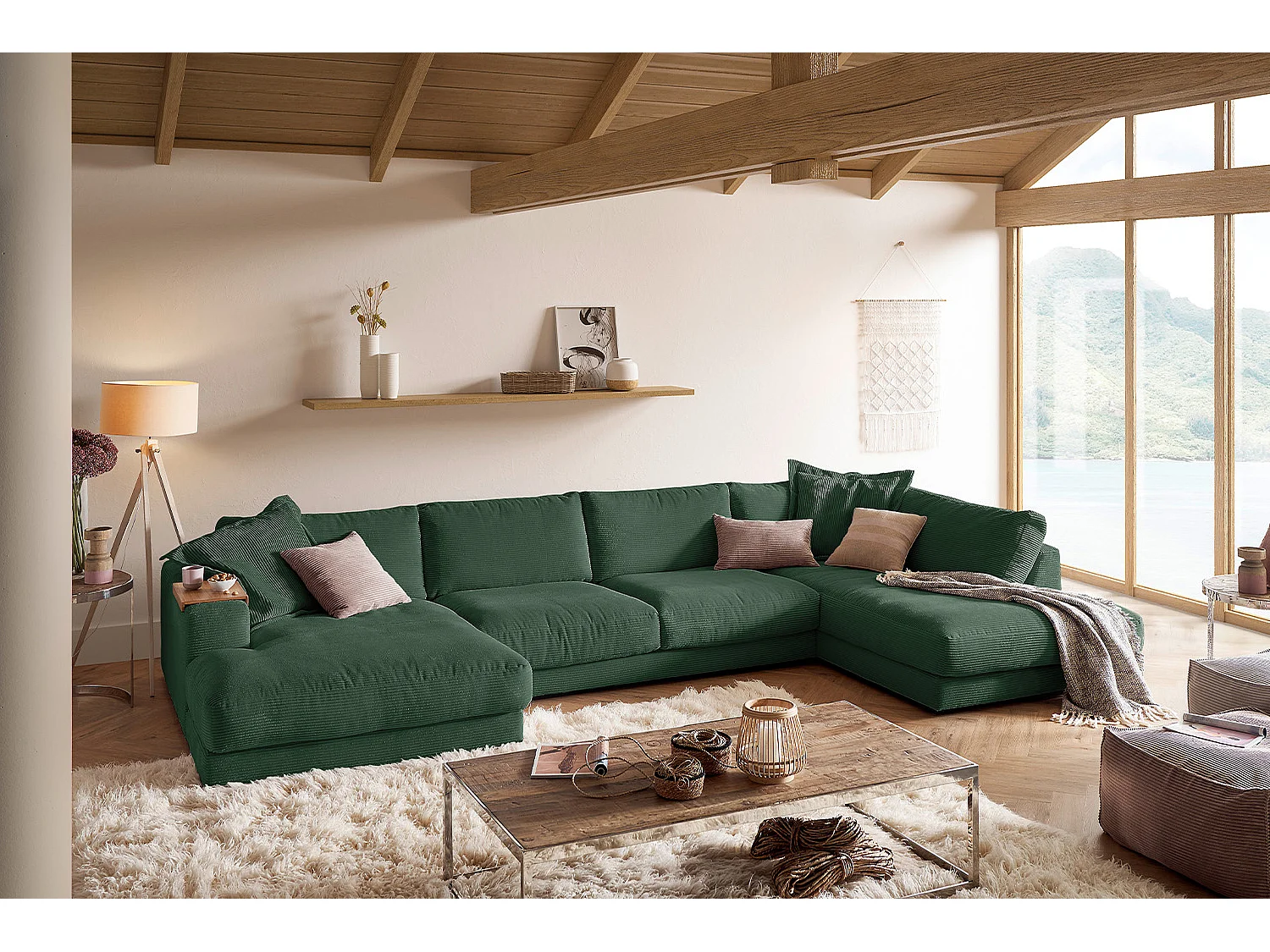Wohnlandschaft - Smaragdgrün Cord - MADELINE