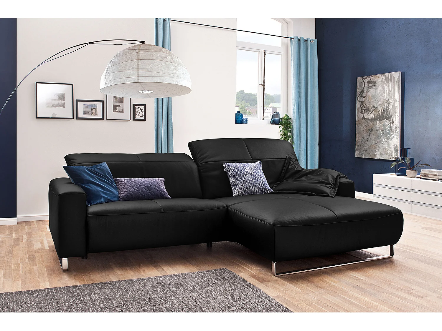 Hoekbank - Zwart Leer - YORK