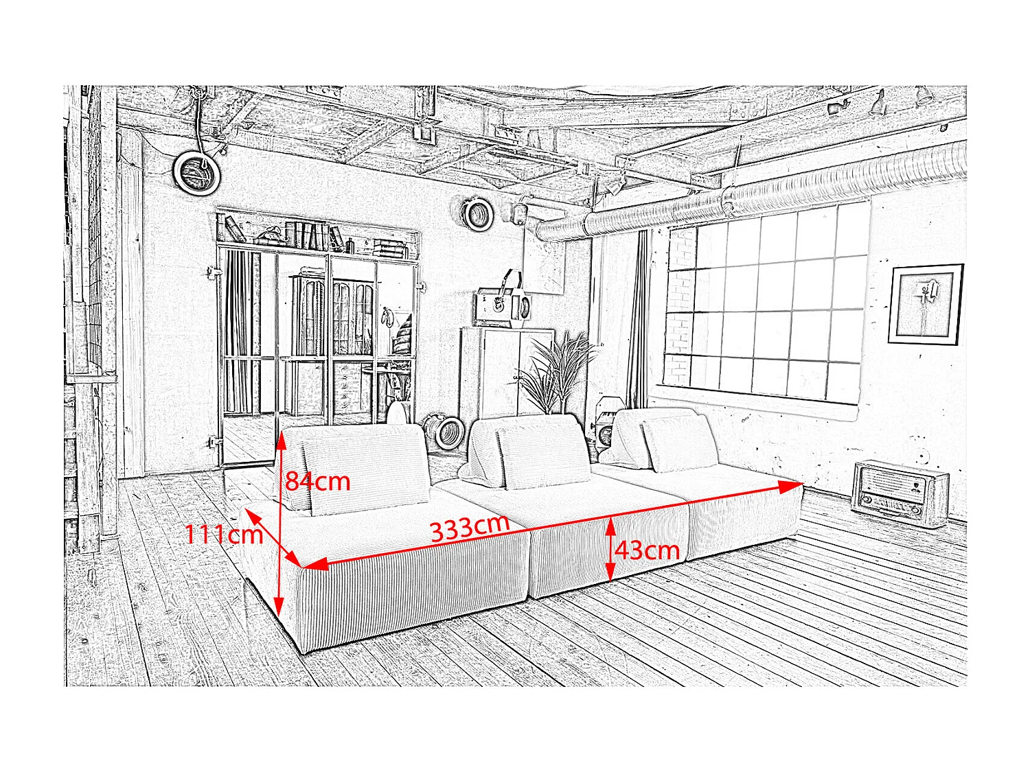 Modulsofa - Cremeweiß Cord - WIOLO SOFT