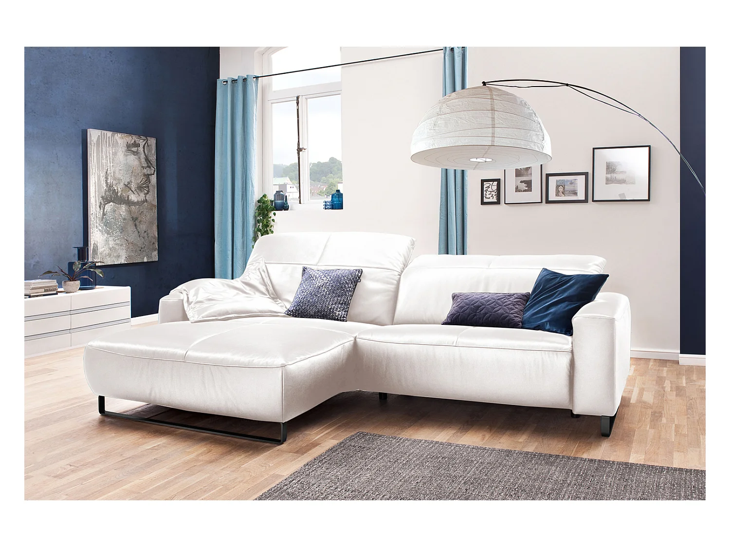 Ecksofa - Ecru Leder - YORK