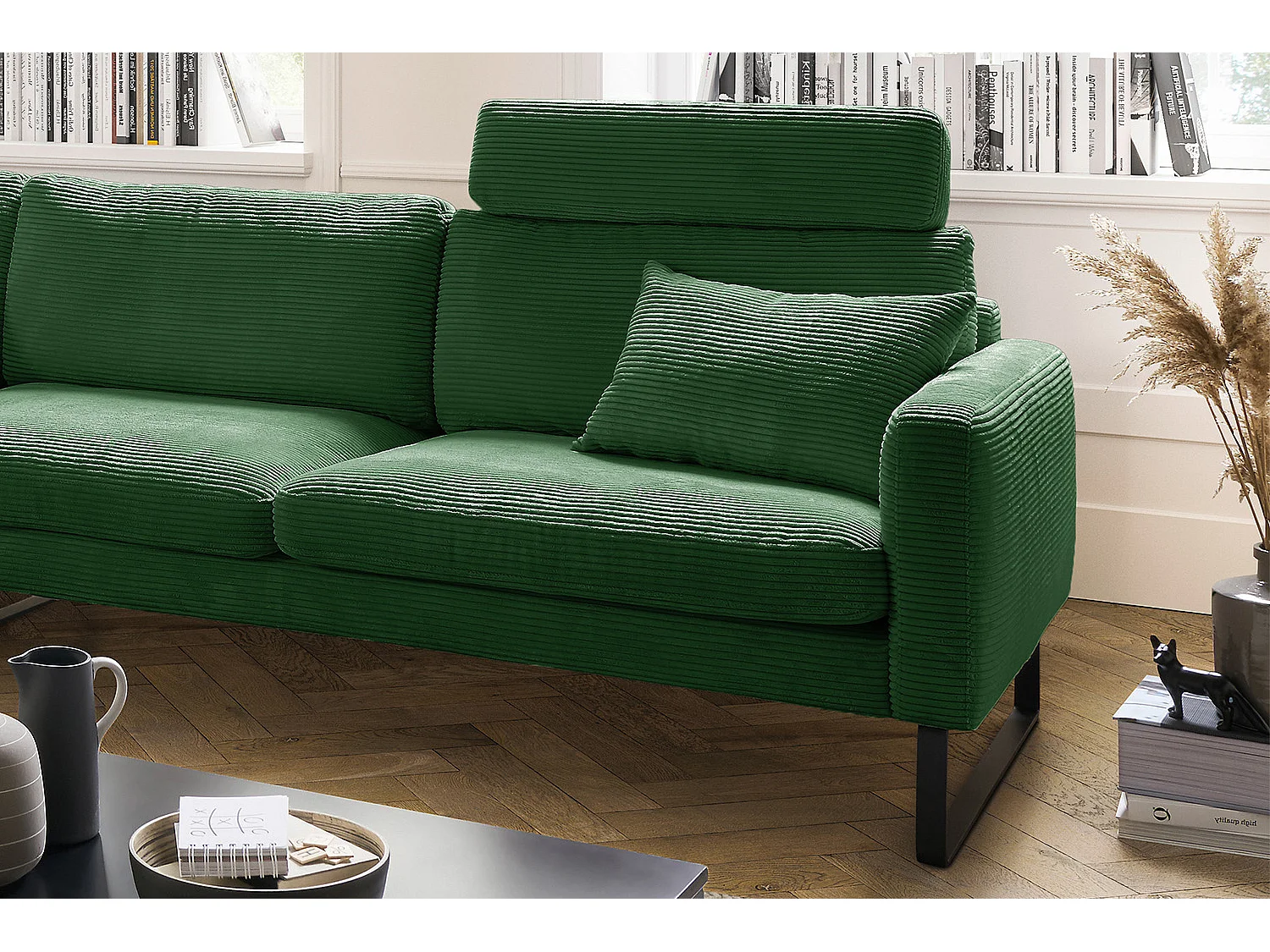 Canapé - vert émeraude Velours côtelé - RICARDA