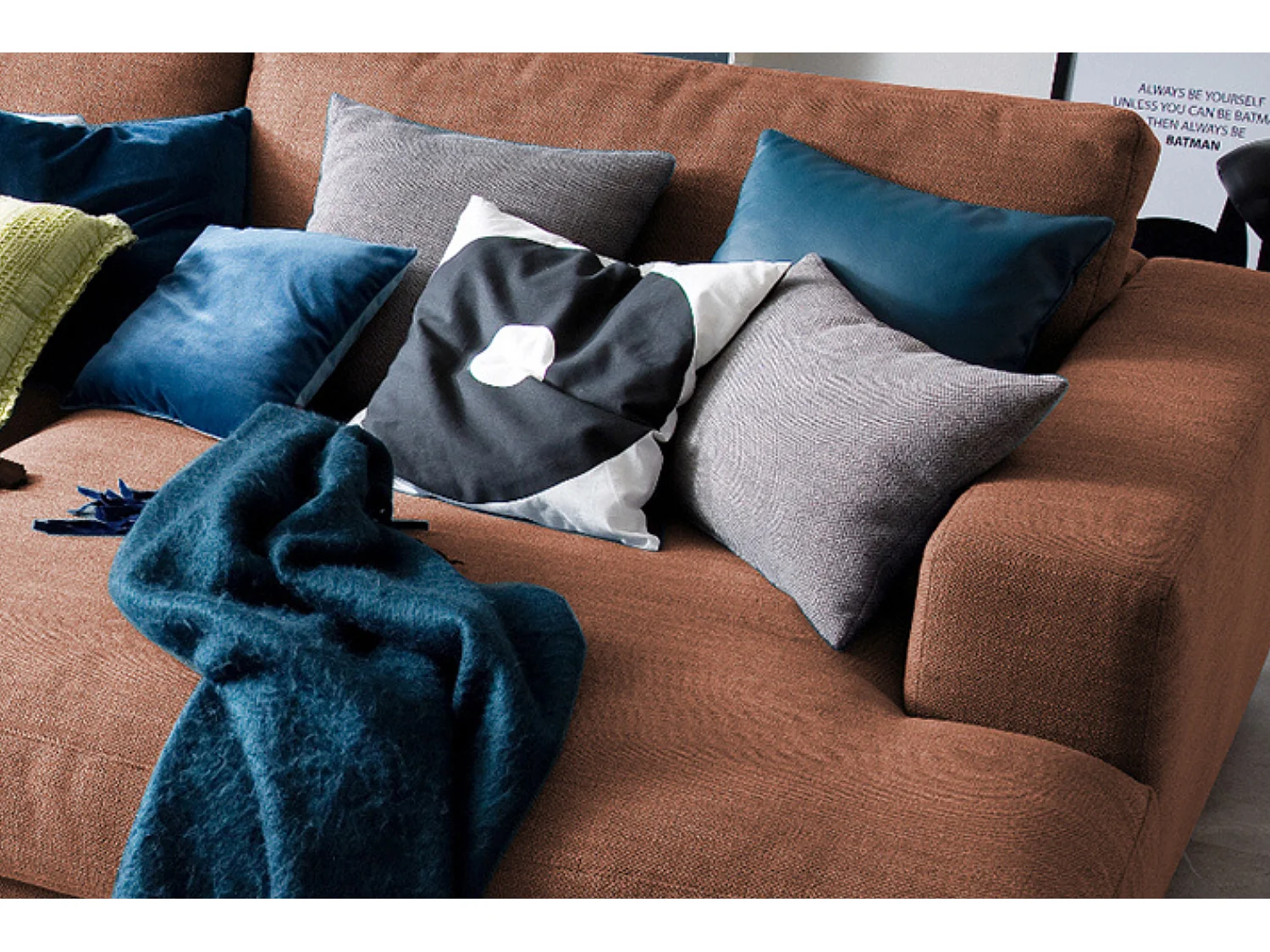 Sofá - marrón tela tejida - MADELINE