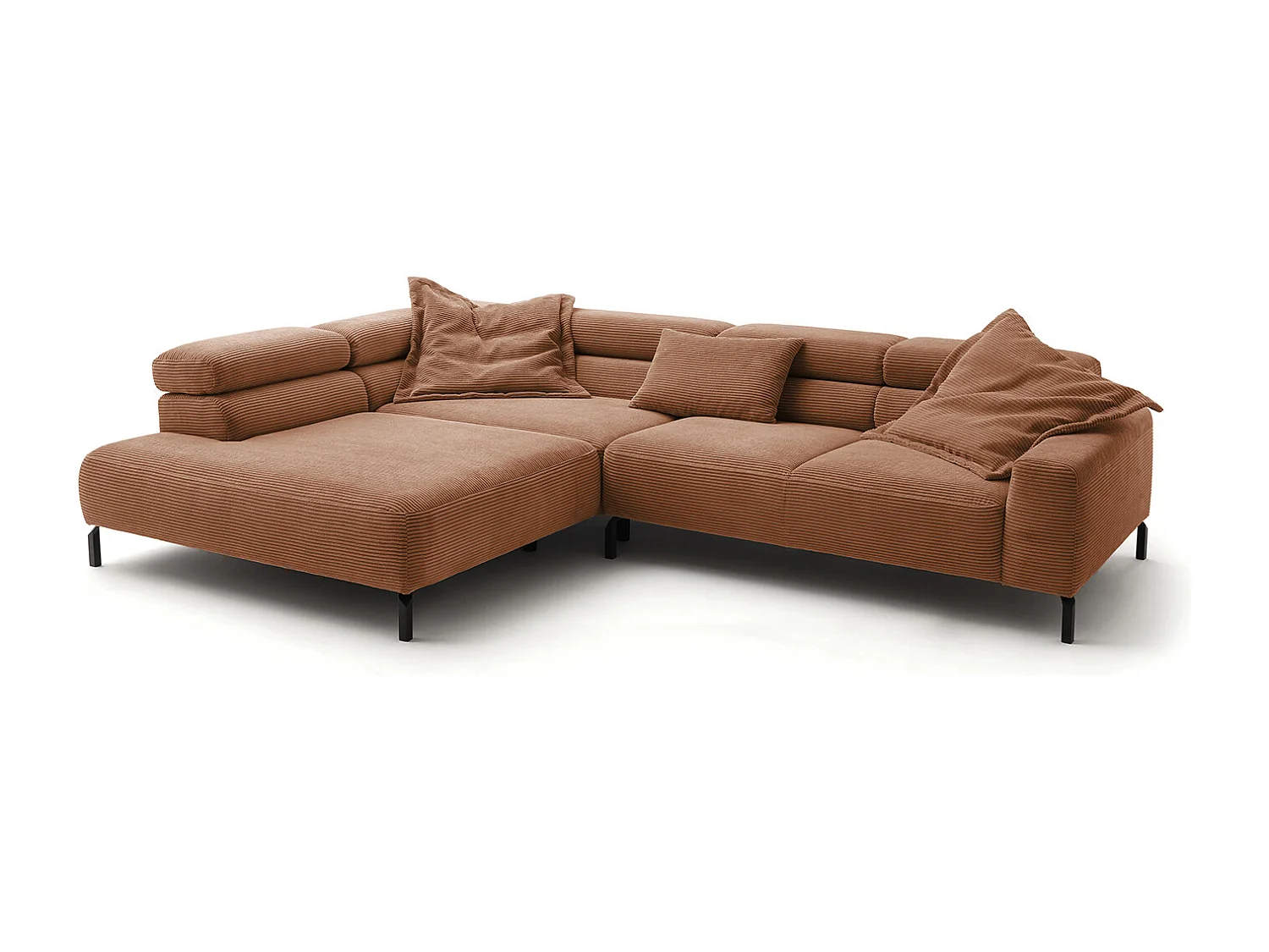 Ecksofa - Braun Cord - DELIA