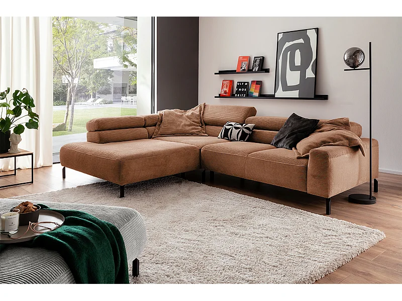 Ecksofa - Braun Cord - DELIA