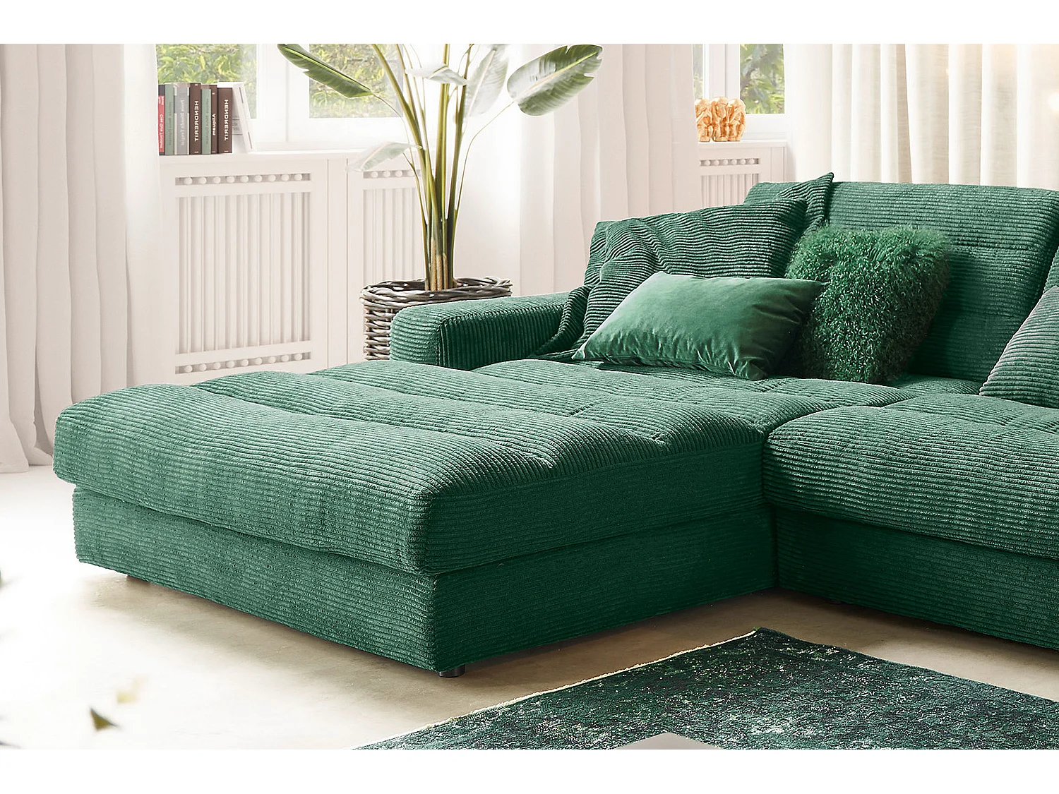 Ecksofa - Smaragdgrün Cord - LANA