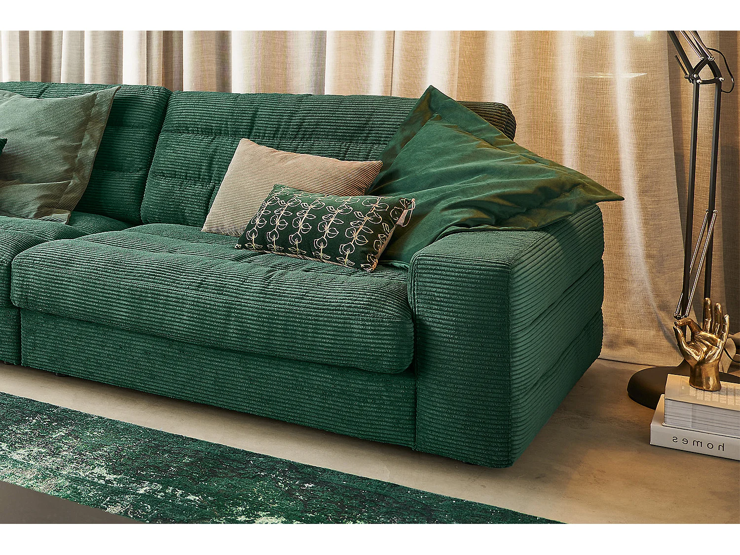 Ecksofa - Smaragdgrün Cord - LANA