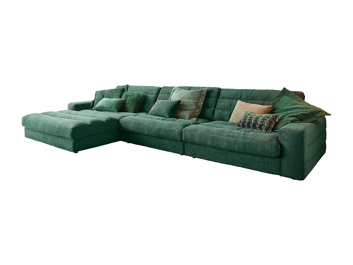 Ecksofa - Smaragdgrün Cord - LANA