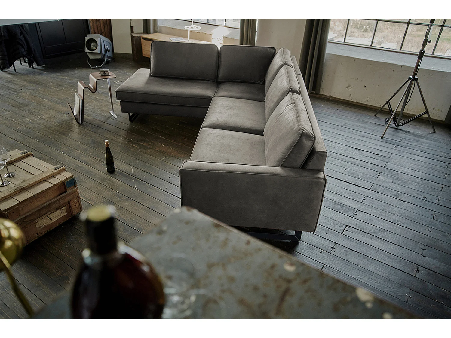 Ecksofa - Anthrazit Kunstleder - VILNIUS