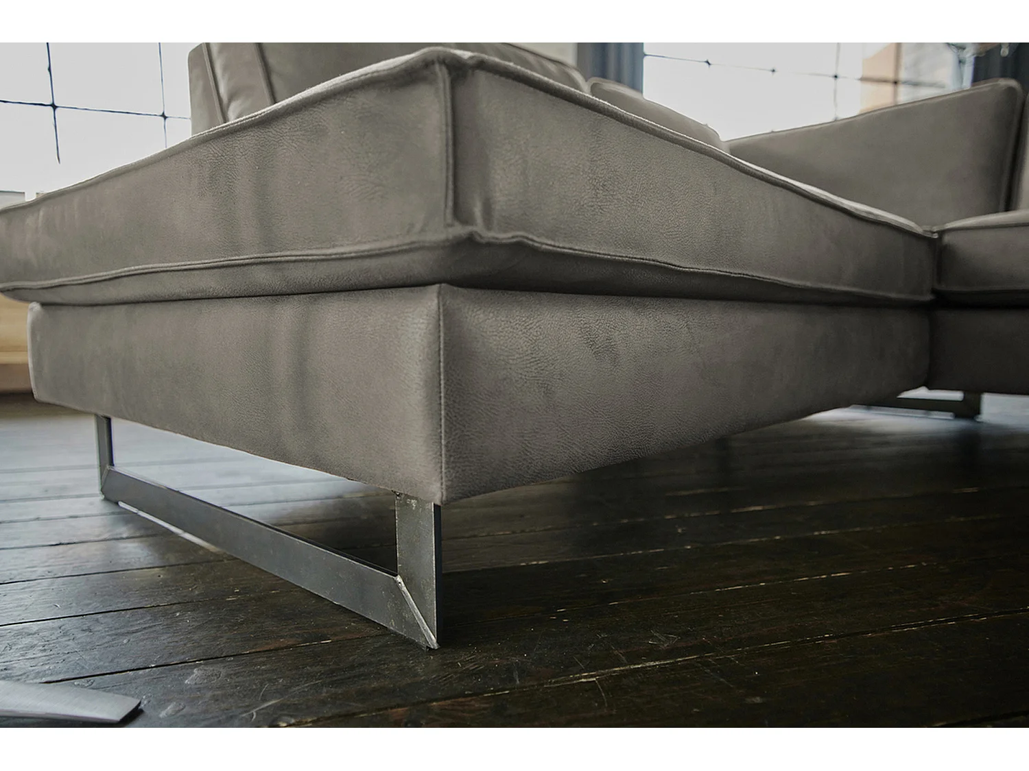 Ecksofa - Anthrazit Kunstleder - VILNIUS