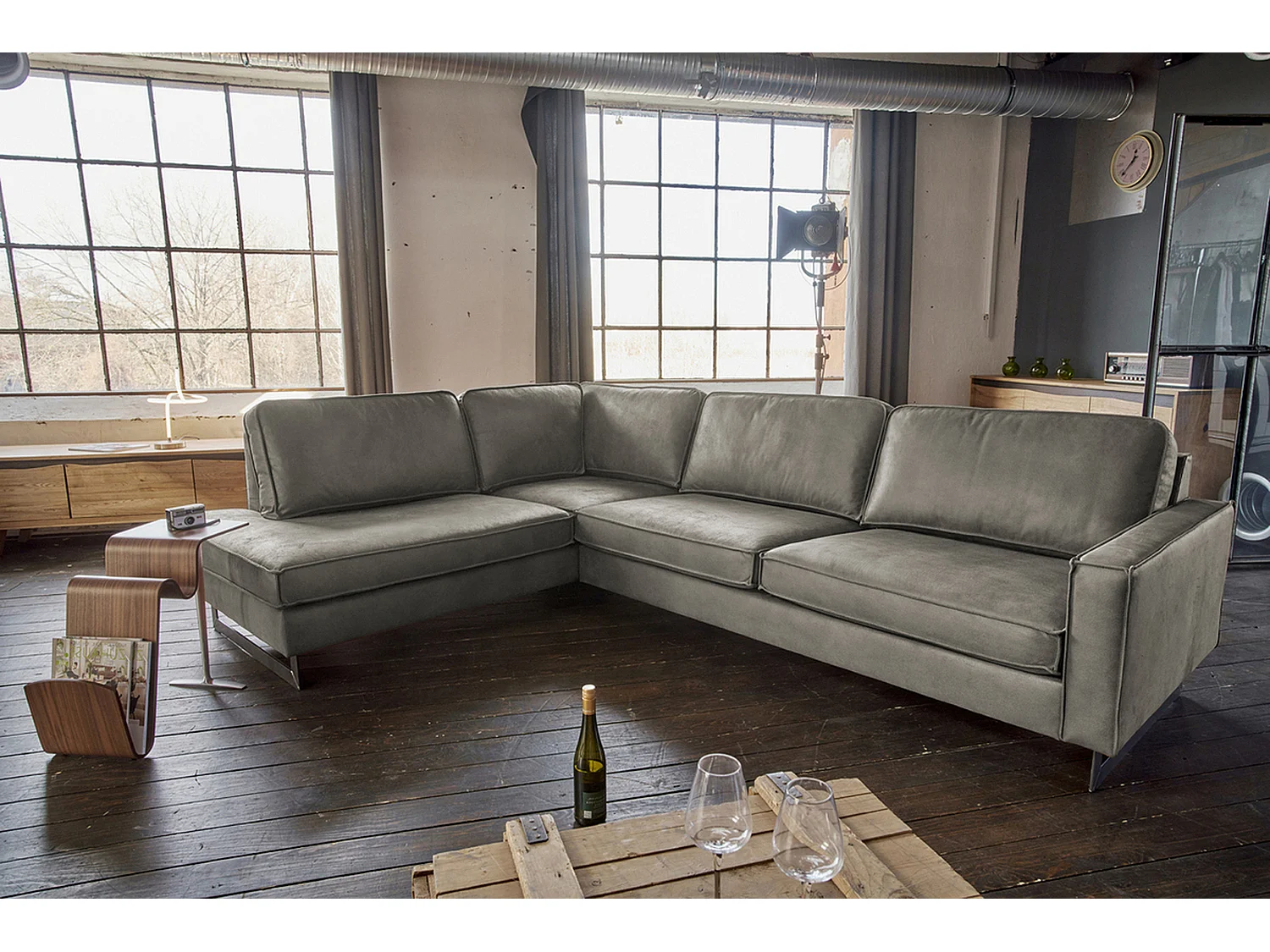 Ecksofa - Anthrazit Lederfaserstoff - VILNIUS