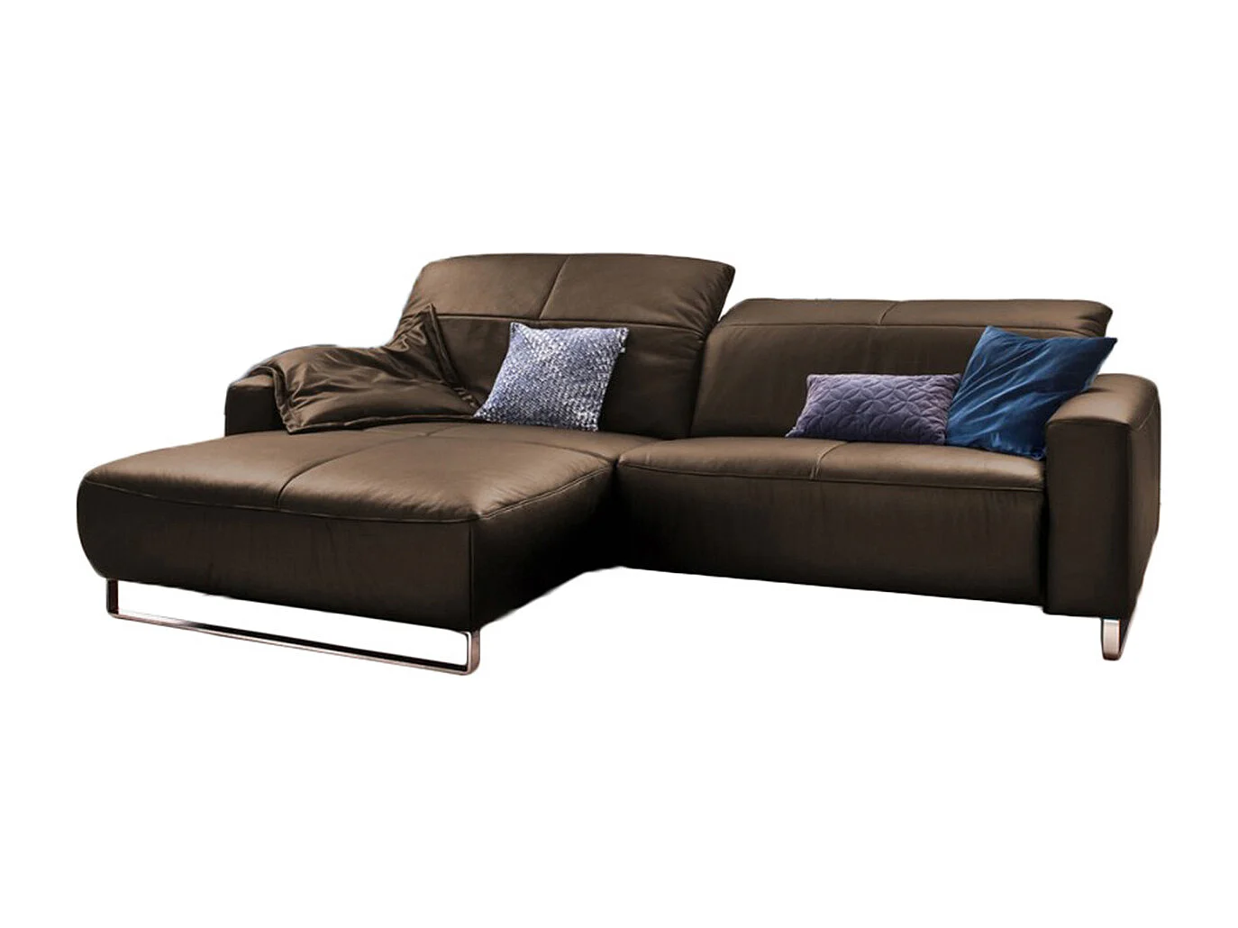 Ecksofa - Walnuss Dekor Leder - YORK