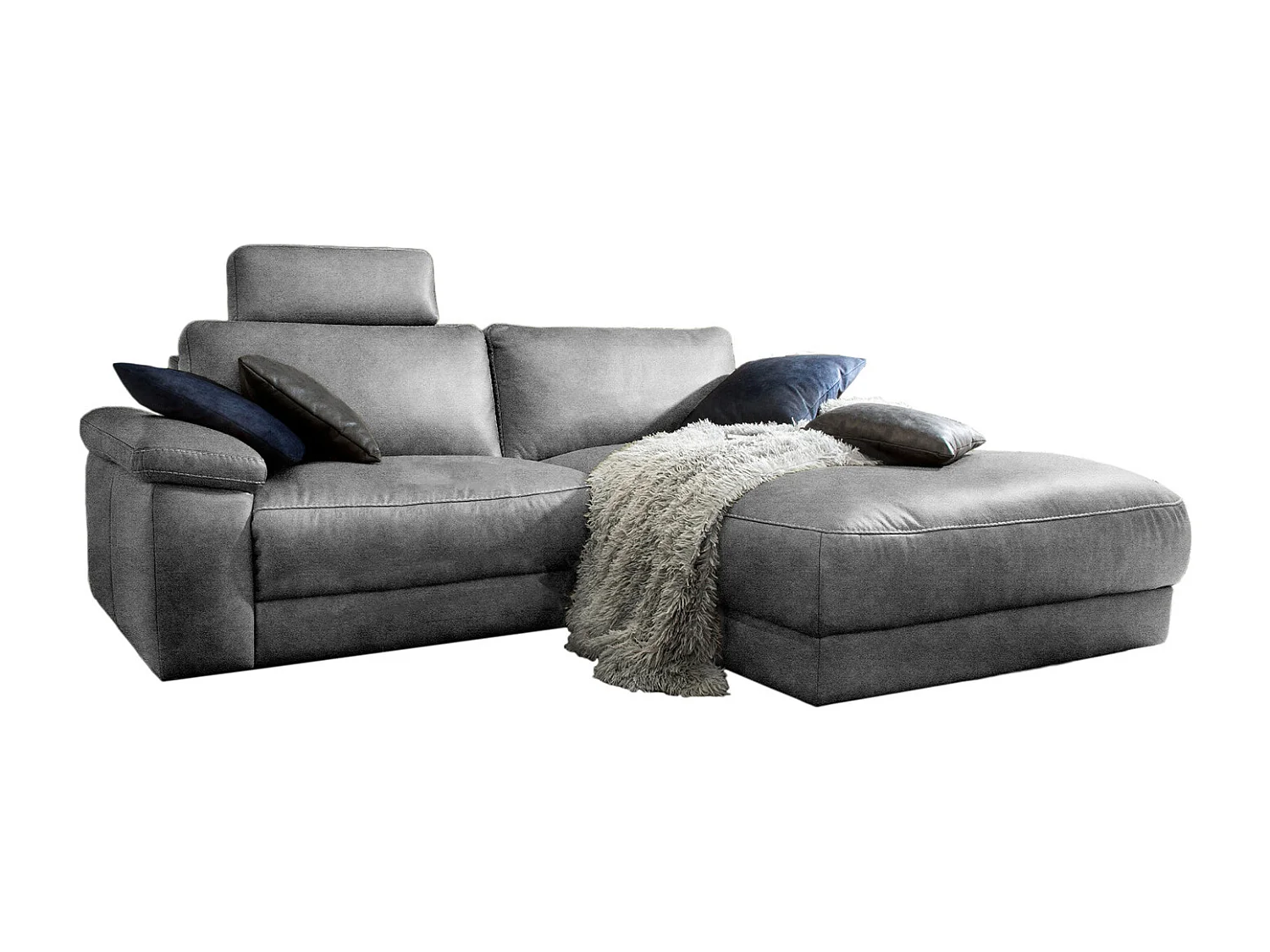Ecksofa - Grau Leder - LOLA