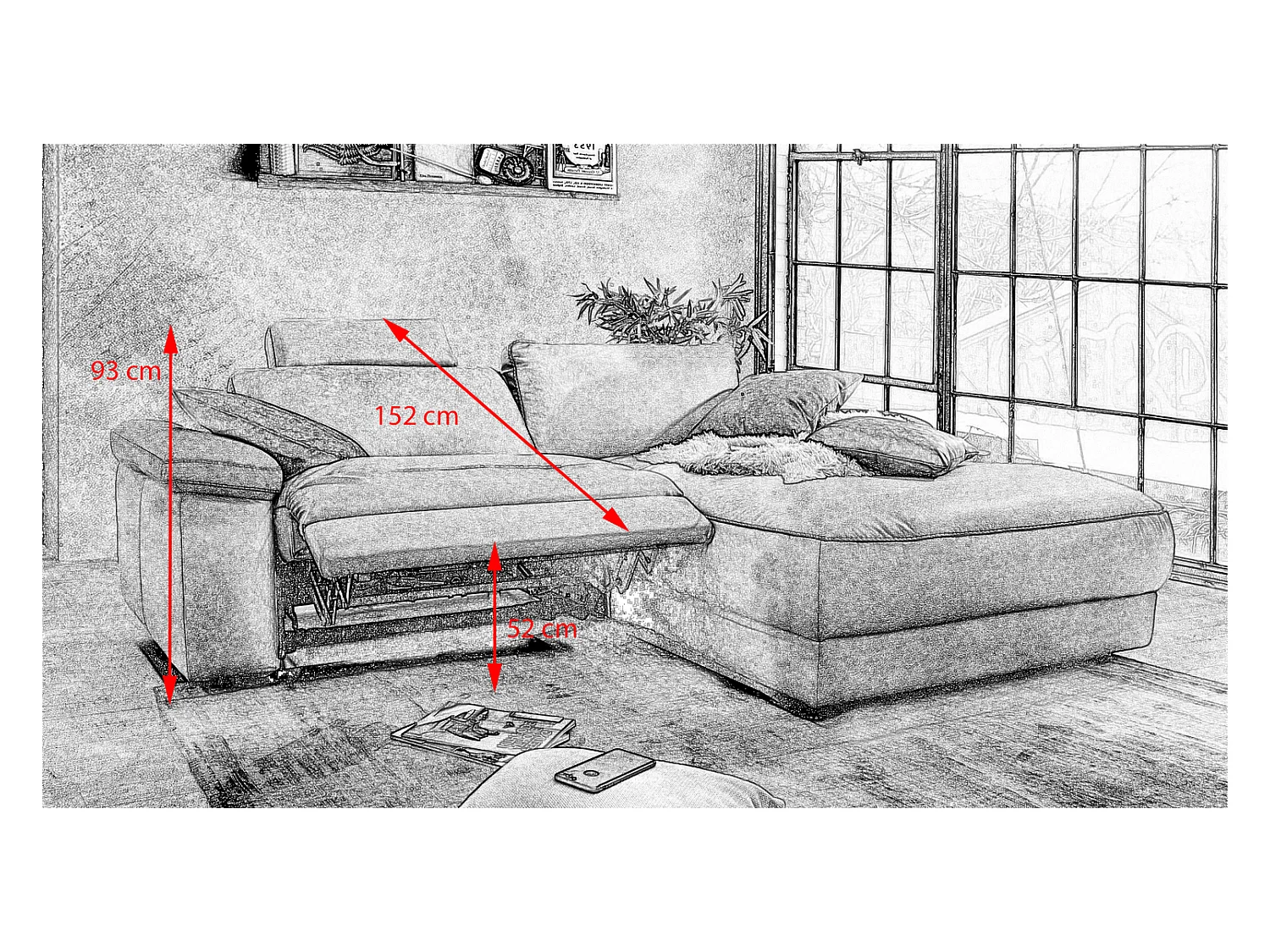 Hoekbank - Grijs Leer - LOLA