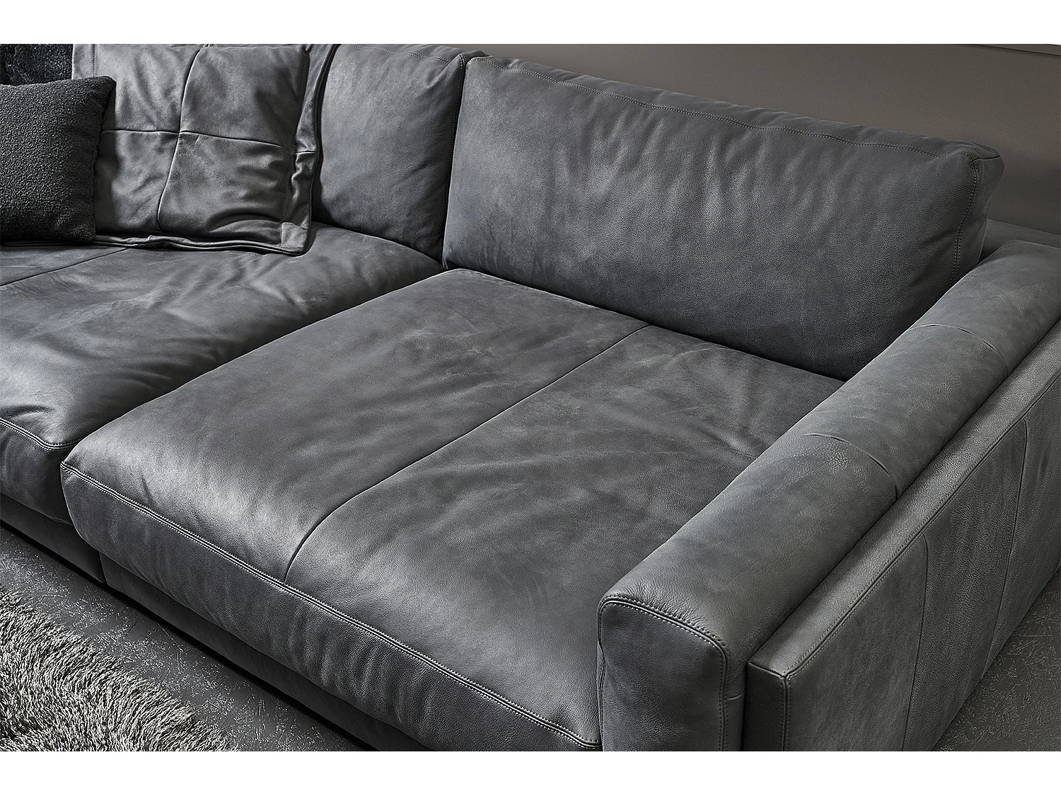 Divano extra largo - antracite pelle - RAINA