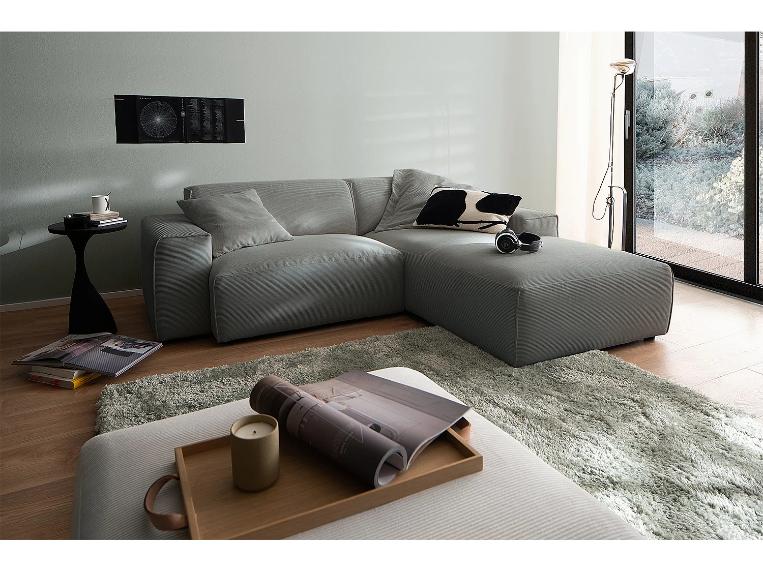 Ecksofa - Anthrazit Cord - RANI