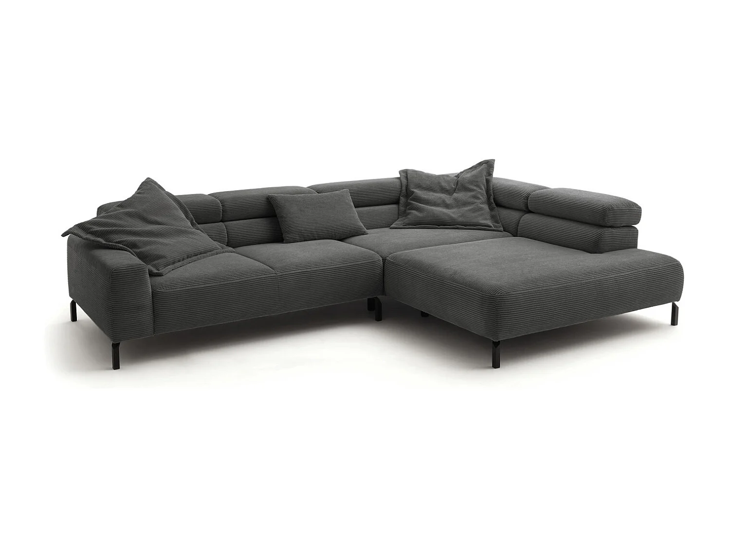 Ecksofa - Grau Cord - DELIA