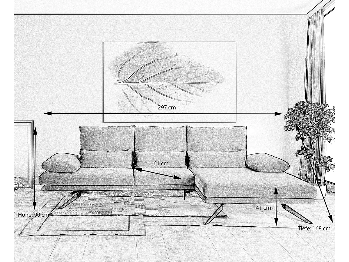 Divano angolare - grigio chiaro tessuto intrecciato - FENICE
