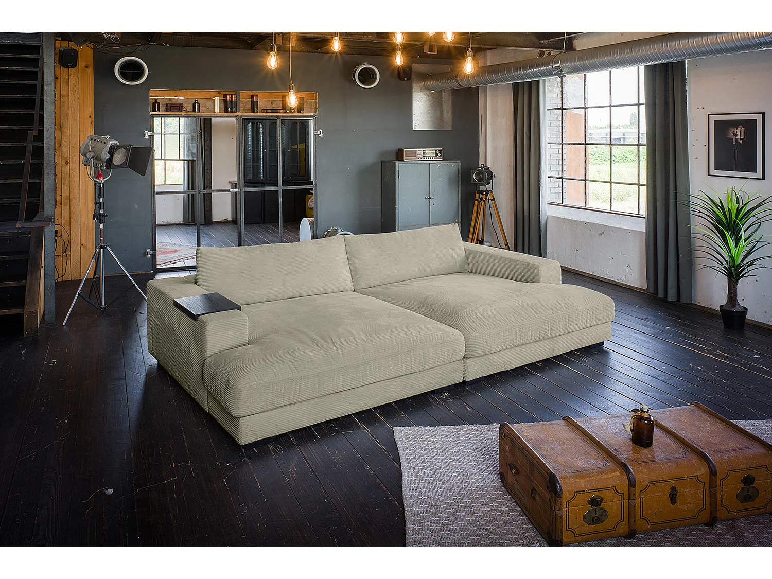 Bigsofa - Steingrau Cord - MADELINE