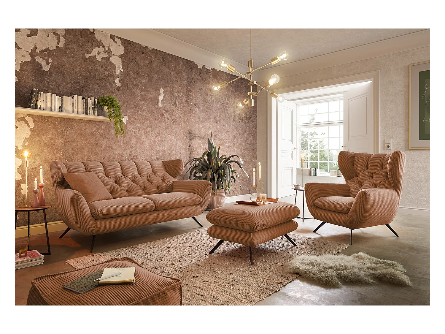 Sitzgruppe - Braun Cord - CHARME