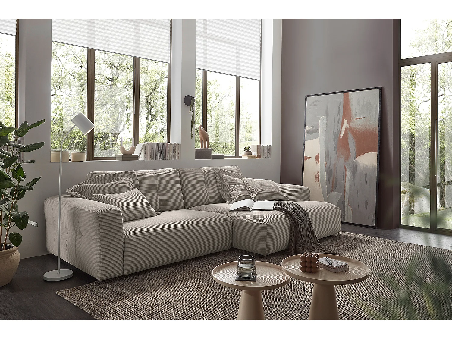 Ecksofa - Grau Cord - MIKA