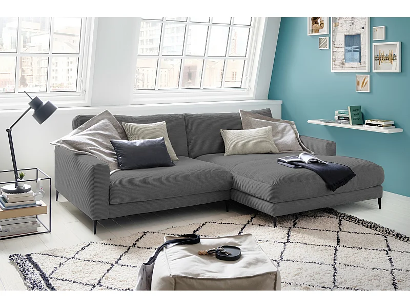 Ecksofa - Grau Cord - CARA