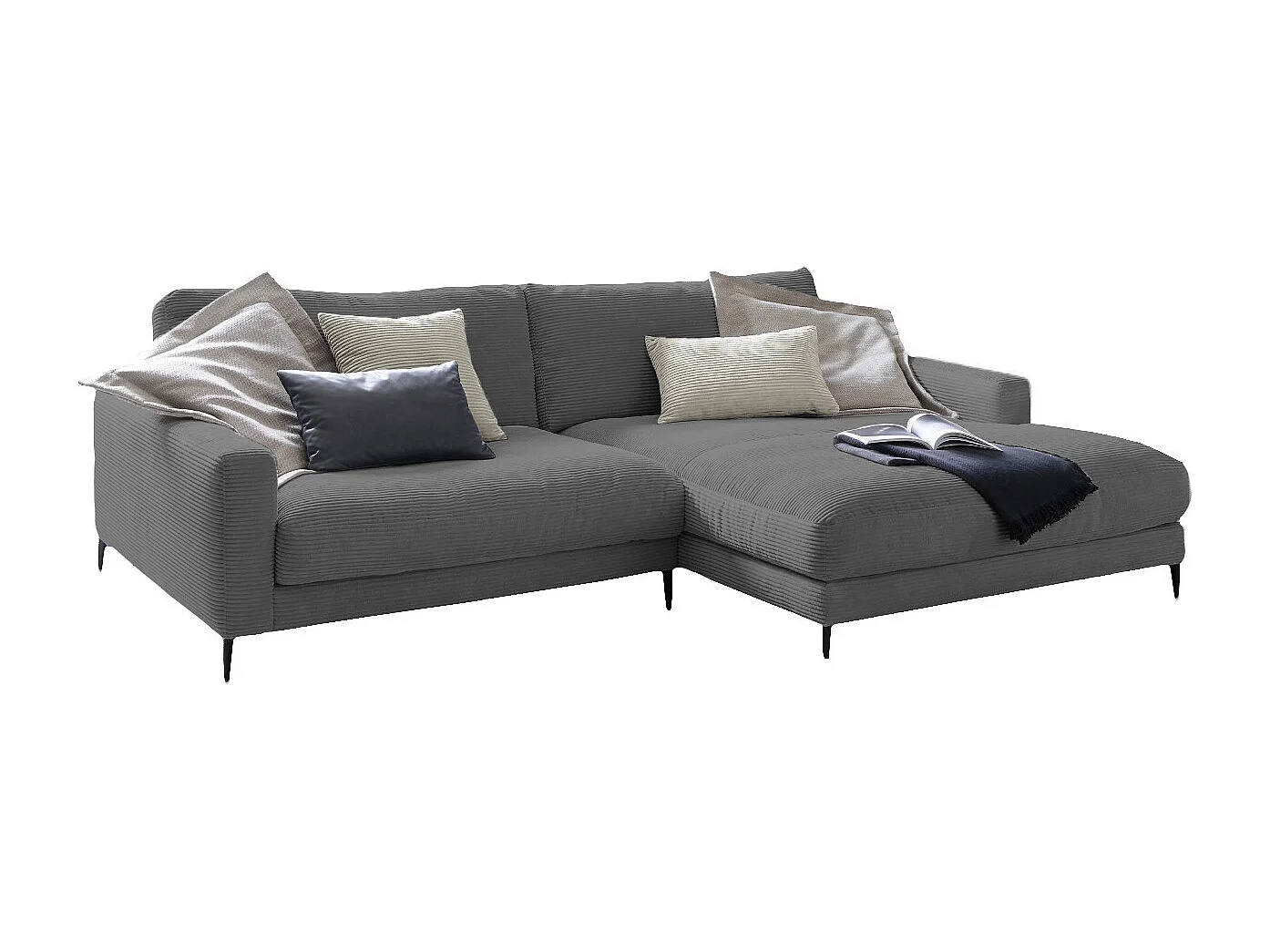 Ecksofa - Grau Cord - CARA